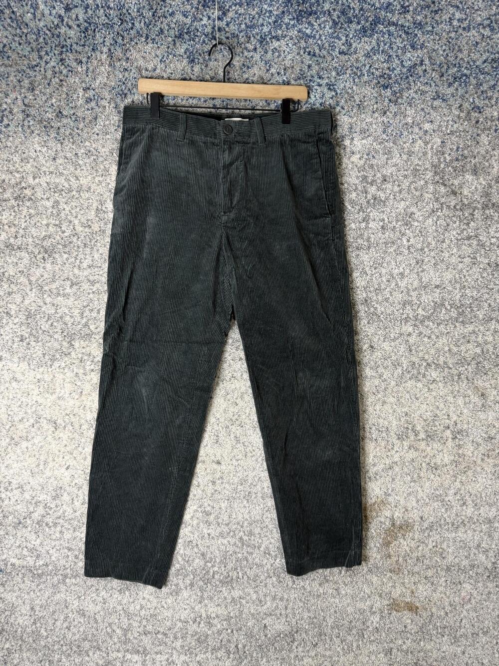 COS Pants Mens 34x29 Green Wide Wale Corduroy Trousers Chino Straight Leg Casual